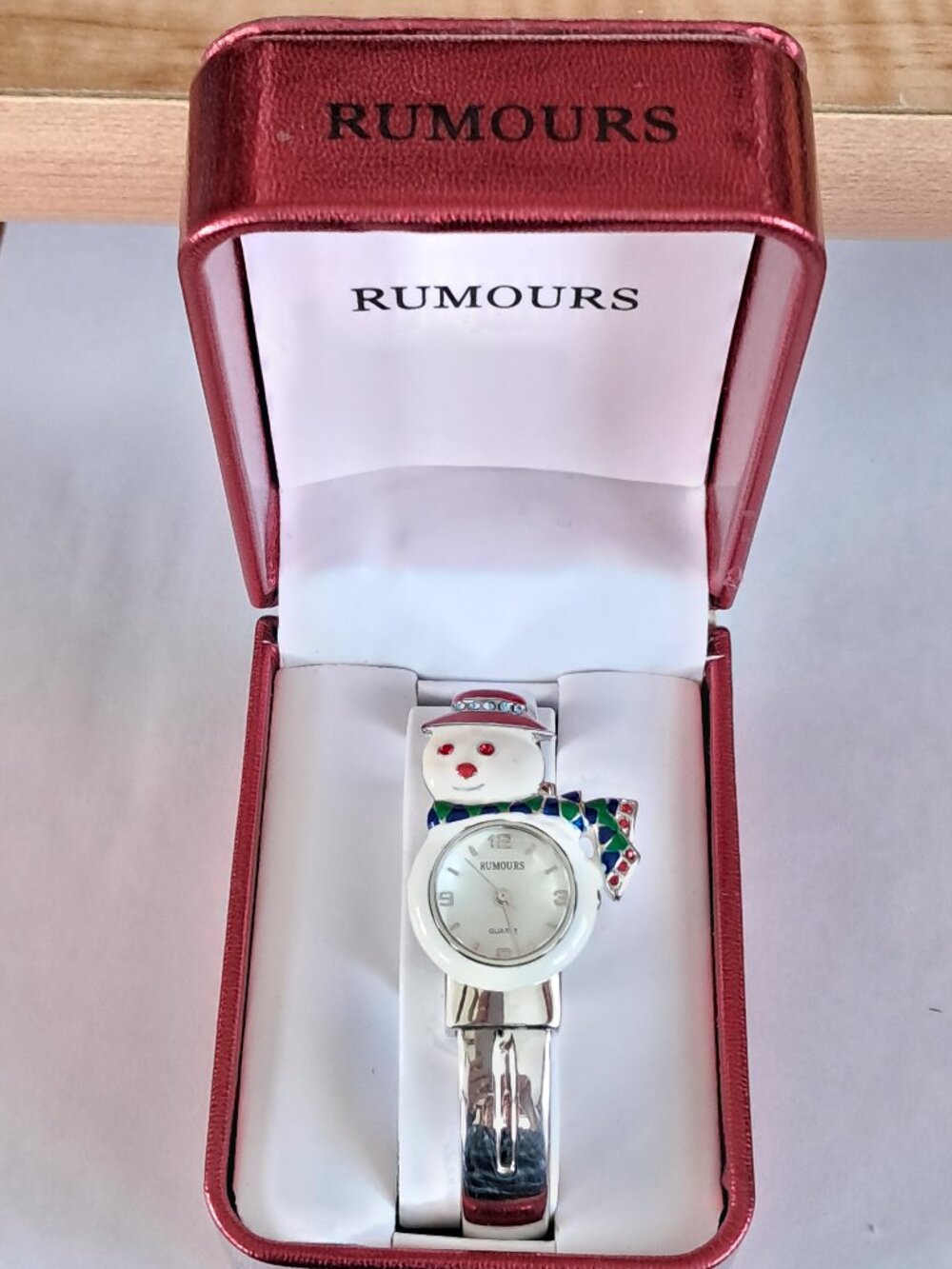 Vintage Rumors Womens Novelty Snowman Christmas Quartz Cuff Watch